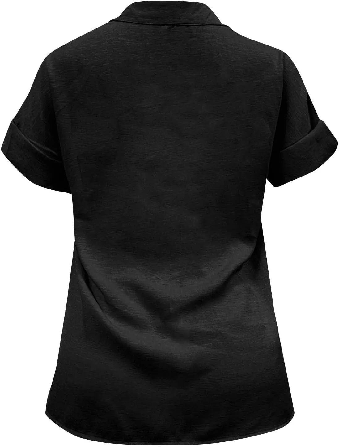 Womens Casual Blouse Button Fly Lapel Collar Short Sleeve Linen Beach Tunics Summer Loose Side Slit Tops with Pockets