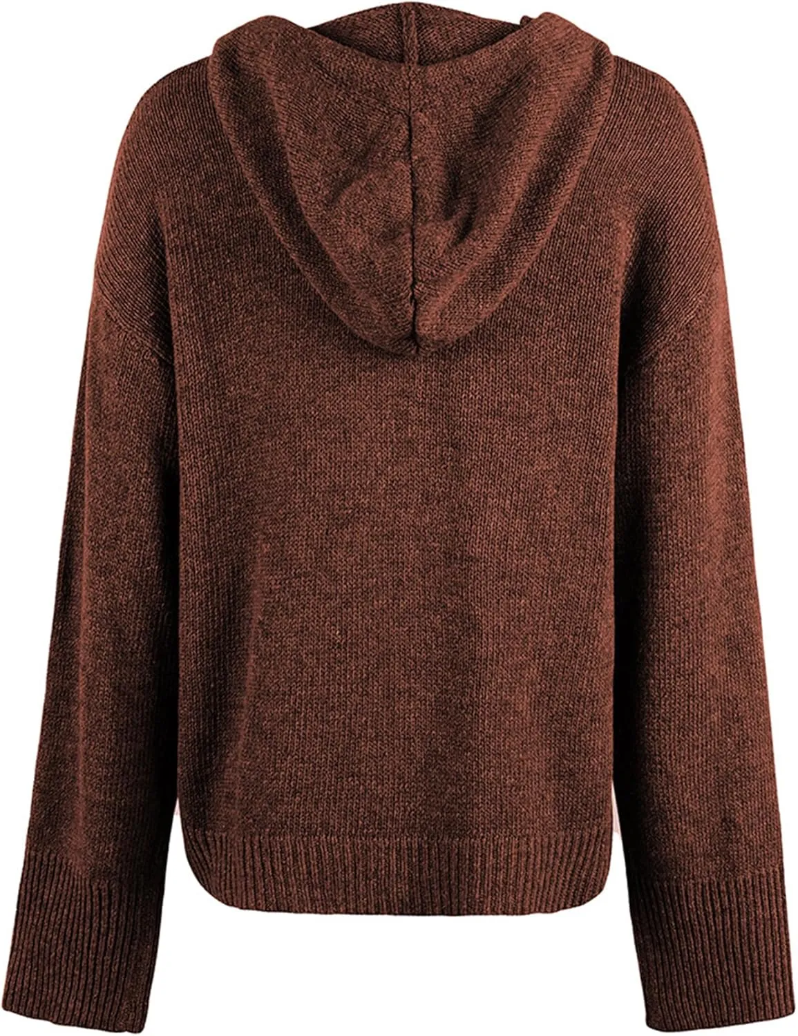 Women's Casual Cardigan V Neck Button Up Hooded Knit Sweaters Long Sleeve Hoodie Oversized Outfits Open Front Tops