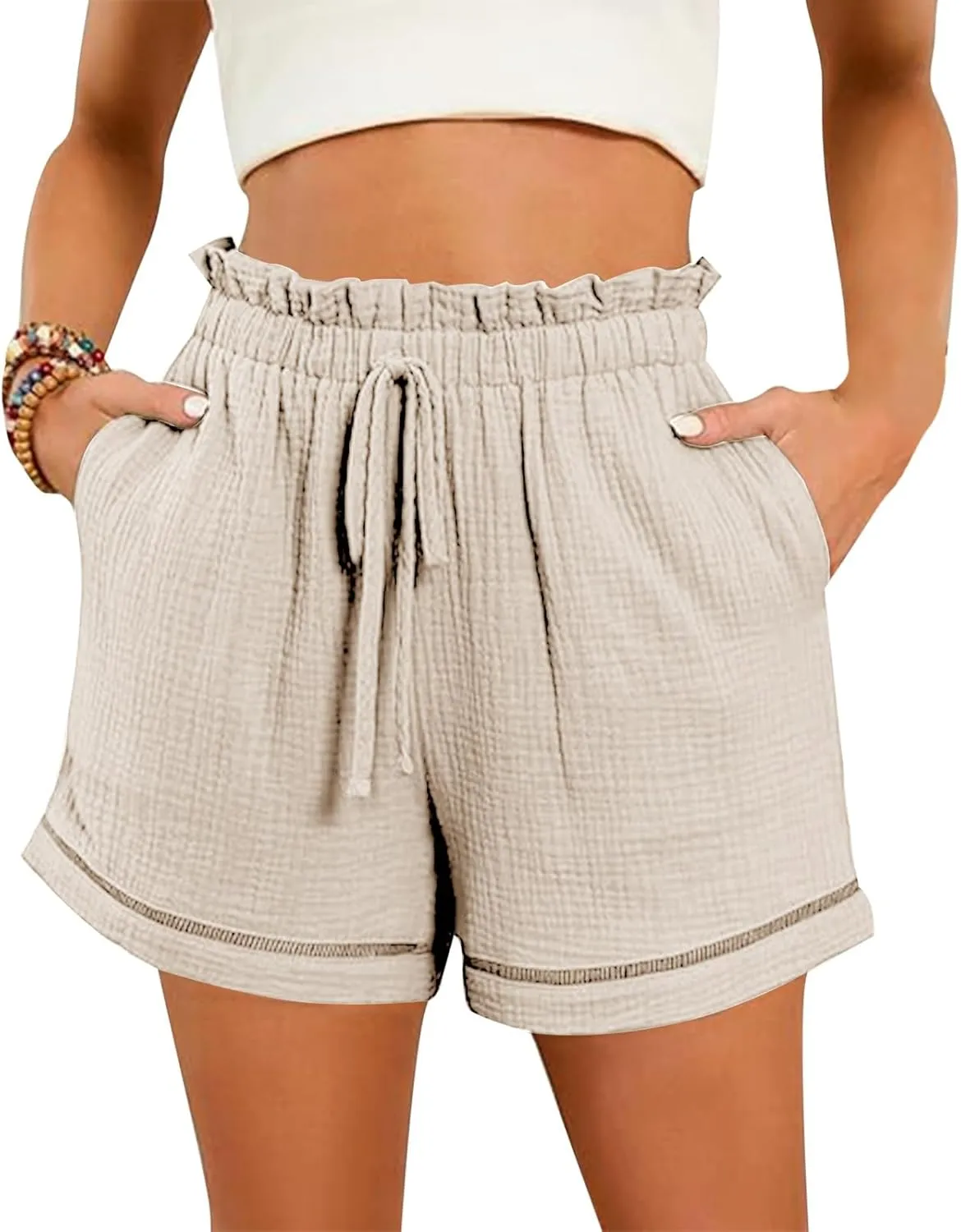 Womens Casual Shorts High Waisted 2024 Fashion Beach Cruise Shorts Cute Comfy Summer Shorts with 2 Pockets