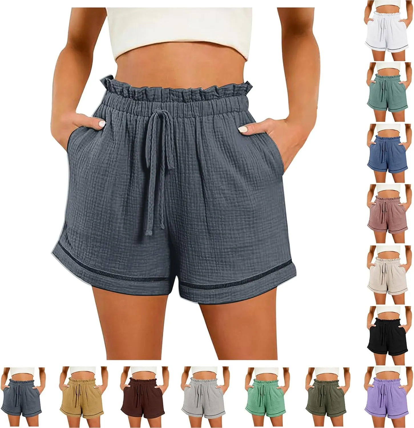 Womens Casual Shorts High Waisted 2024 Fashion Beach Cruise Shorts Cute Comfy Summer Shorts with 2 Pockets