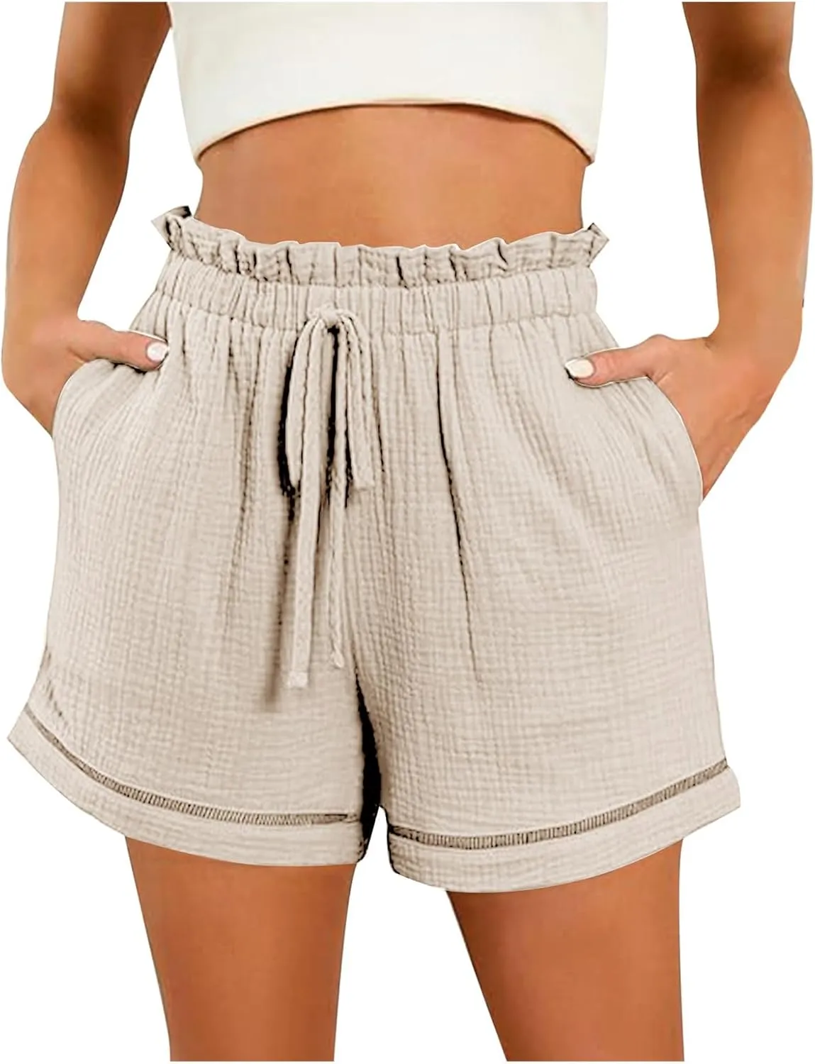 Womens Casual Shorts High Waisted 2024 Fashion Beach Cruise Shorts Cute Comfy Summer Shorts with 2 Pockets