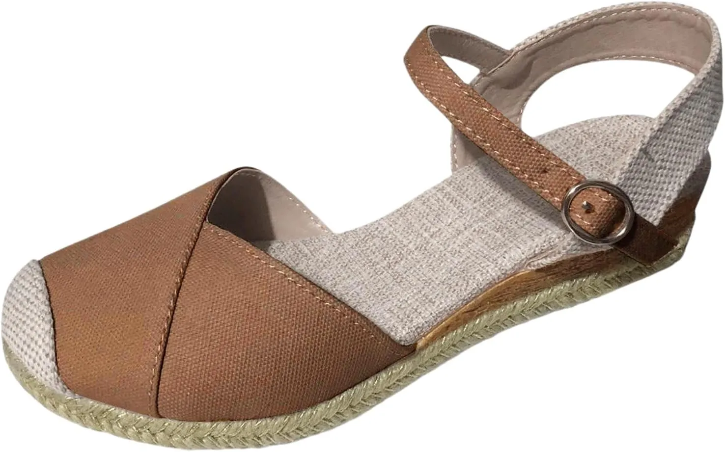 Women's Closed Toe Elastic Ankle Strap Espadrilles Wedge Sandals Summer Espadrilles Orthopedic Platform Buckle Ankle Strap Sandal Casual Flat Strappy Slip on Comfortable Beach Boho Outdoor Cool Shoes