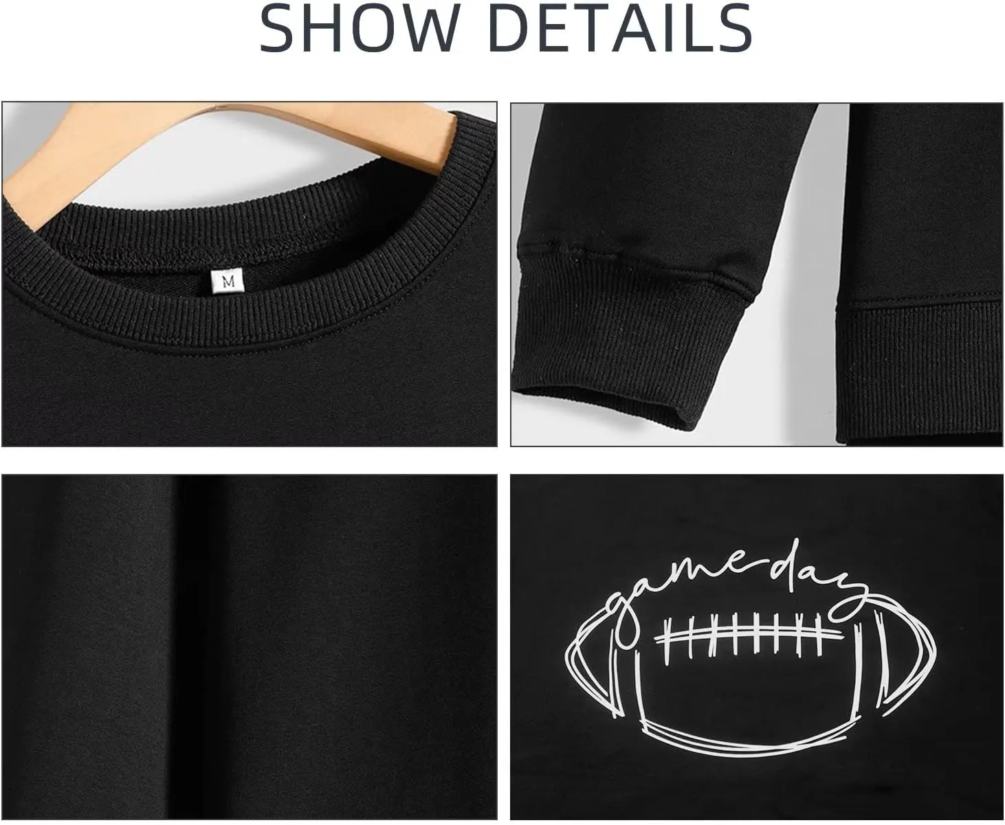 Womens Game Day Sweatshirt Outfits Football Mom Shirts Long Sleeve Crewneck Football Season Shirts Top