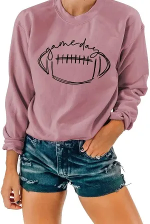 Womens Game Day Sweatshirt Outfits Football Mom Shirts Long Sleeve Crewneck Football Season Shirts Top