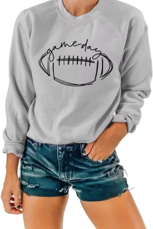Womens Game Day Sweatshirt Outfits Football Mom Shirts Long Sleeve Crewneck Football Season Shirts Top