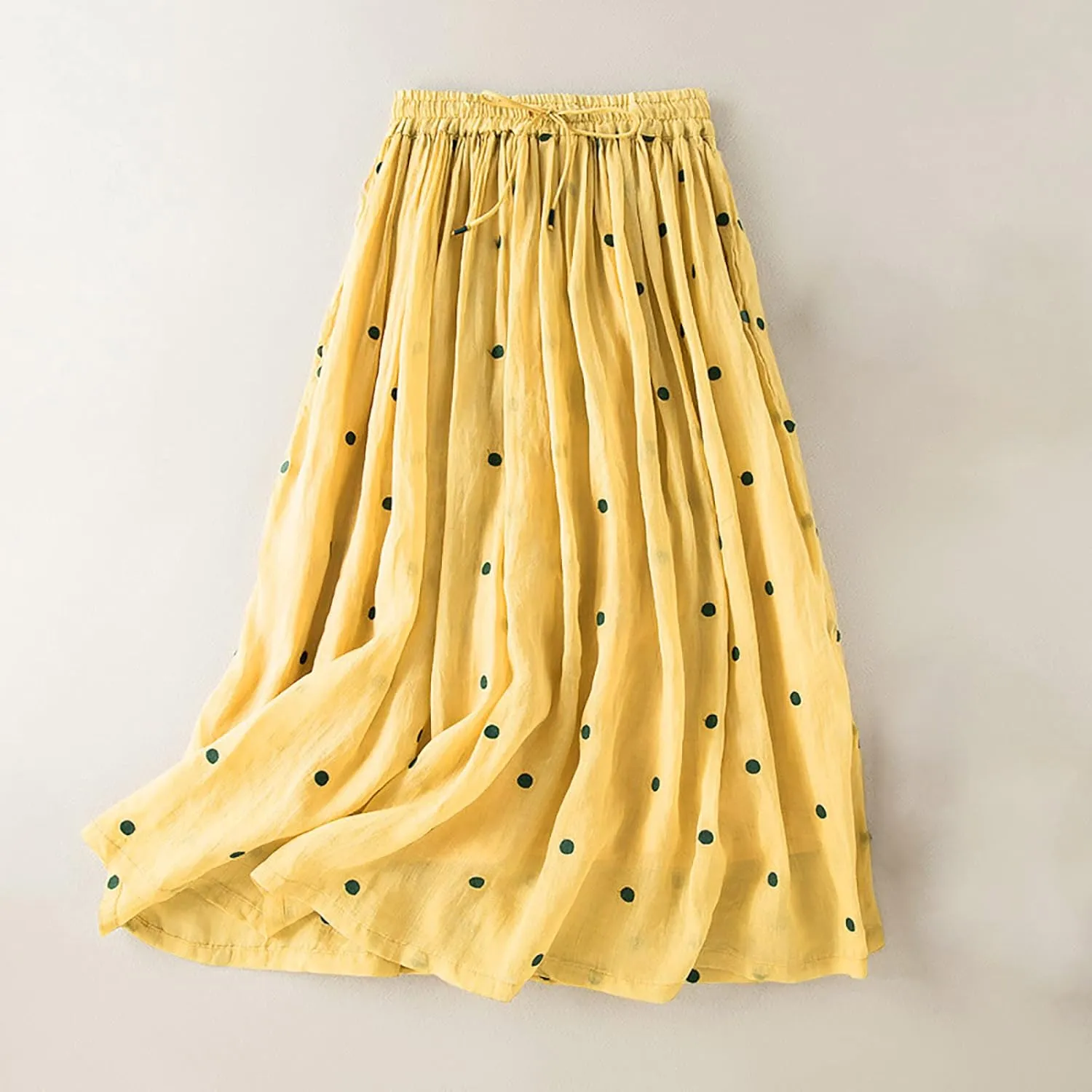 Women's High Cut Tie Knot Polka Dot Maxi Long Midi Mini Petite Skirts Loose Fit Skirt for Women Linen Skirts 2025