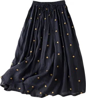 Women's High Cut Tie Knot Polka Dot Maxi Long Midi Mini Petite Skirts Loose Fit Skirt for Women Linen Skirts 2025