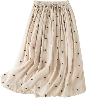 Women's High Cut Tie Knot Polka Dot Maxi Long Midi Mini Petite Skirts Loose Fit Skirt for Women Linen Skirts 2025