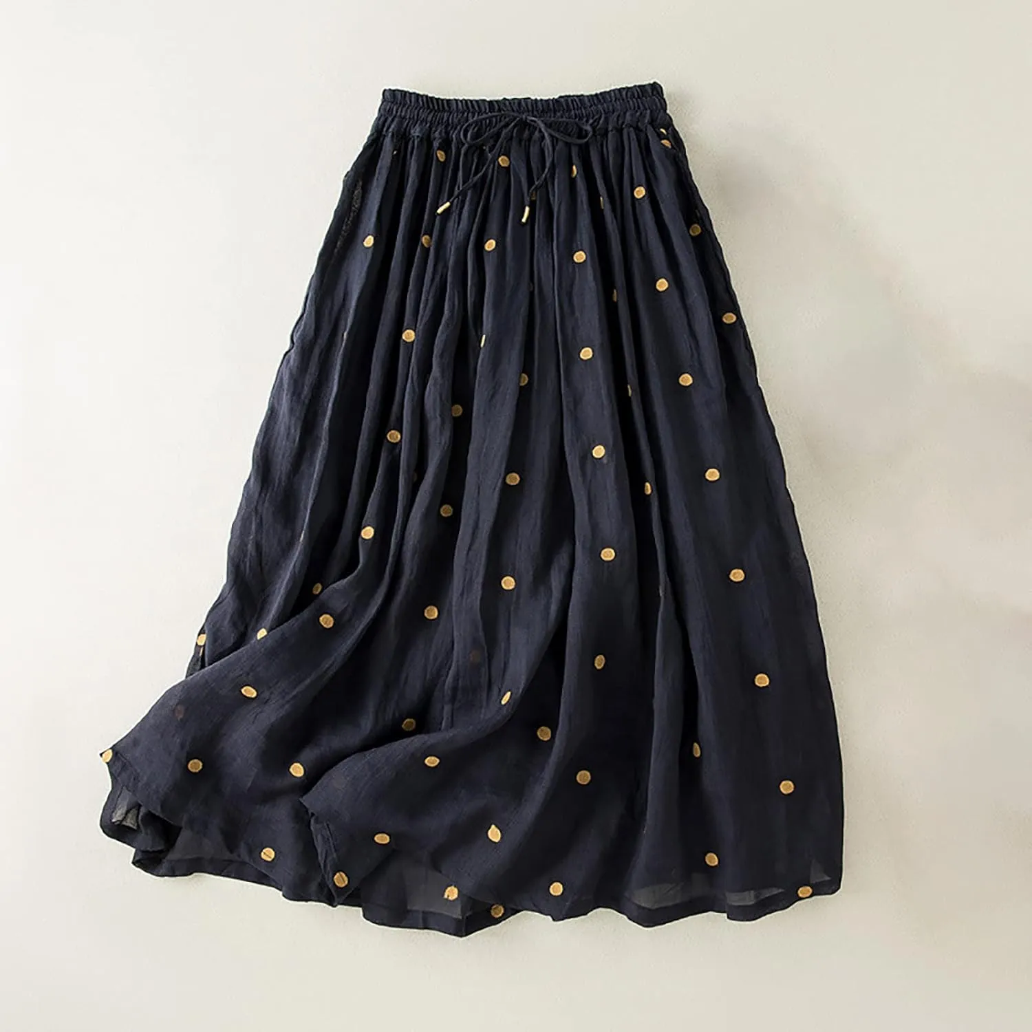 Women's High Cut Tie Knot Polka Dot Maxi Long Midi Mini Petite Skirts Loose Fit Skirt for Women Linen Skirts 2025