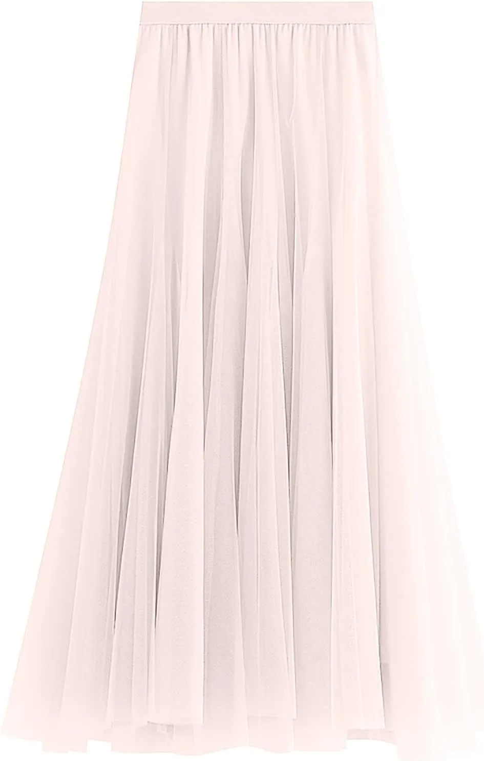 Women's High Waist A Line Skirts Women's Tulle Layered Skirt Mesh Pleated Midi Skirts Draped High Waist Elegant