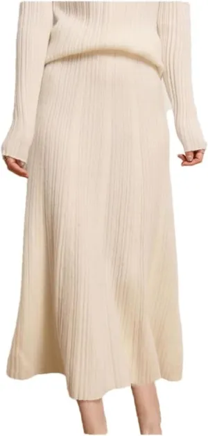 Women's High Waist Pleated Cashmere A-Line Midi Skirt for Spring Autumn and Winter