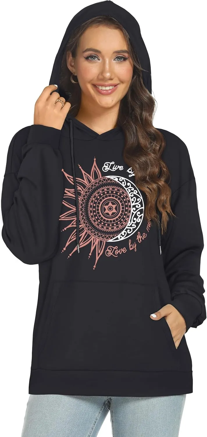 Women's Hoodies Long Sleeve Sweatshirts Drawstring Pullover Tops with Pocket Casual Loose Blouses Tunic