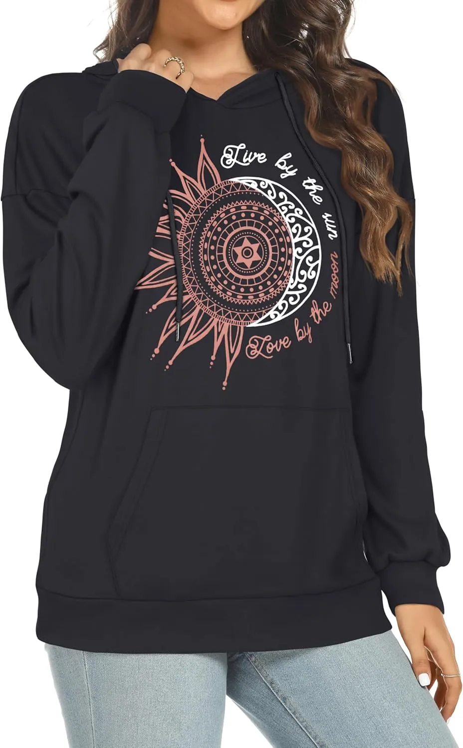 Women's Hoodies Long Sleeve Sweatshirts Drawstring Pullover Tops with Pocket Casual Loose Blouses Tunic