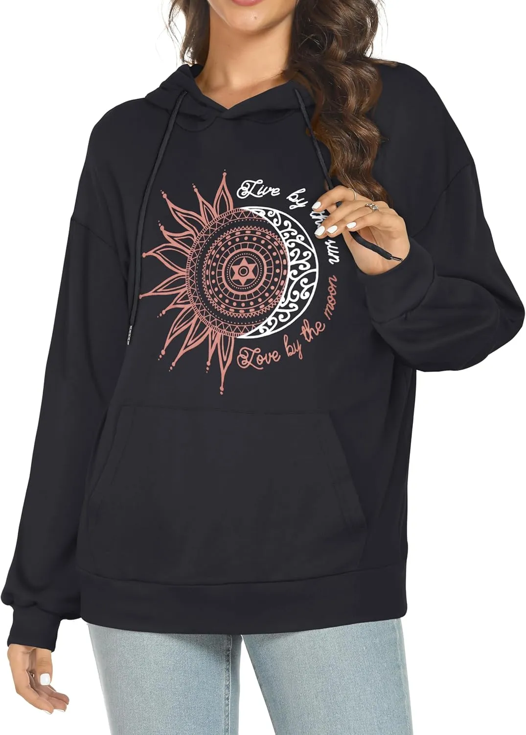 Women's Hoodies Long Sleeve Sweatshirts Drawstring Pullover Tops with Pocket Casual Loose Blouses Tunic