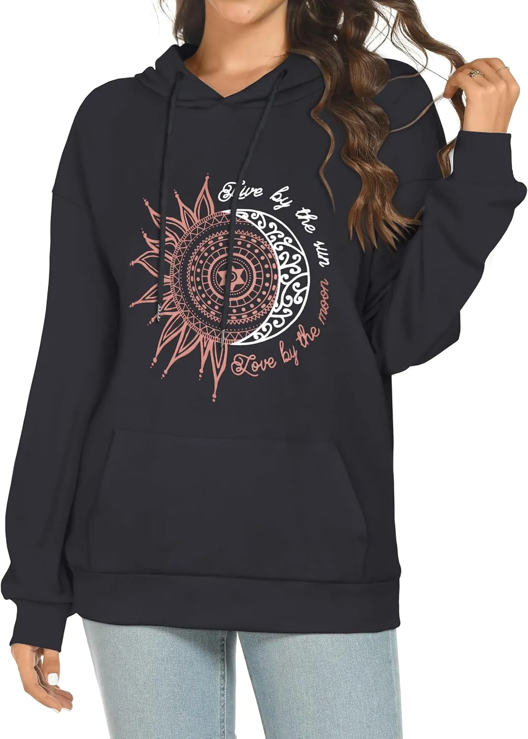 Women's Hoodies Long Sleeve Sweatshirts Drawstring Pullover Tops with Pocket Casual Loose Blouses Tunic