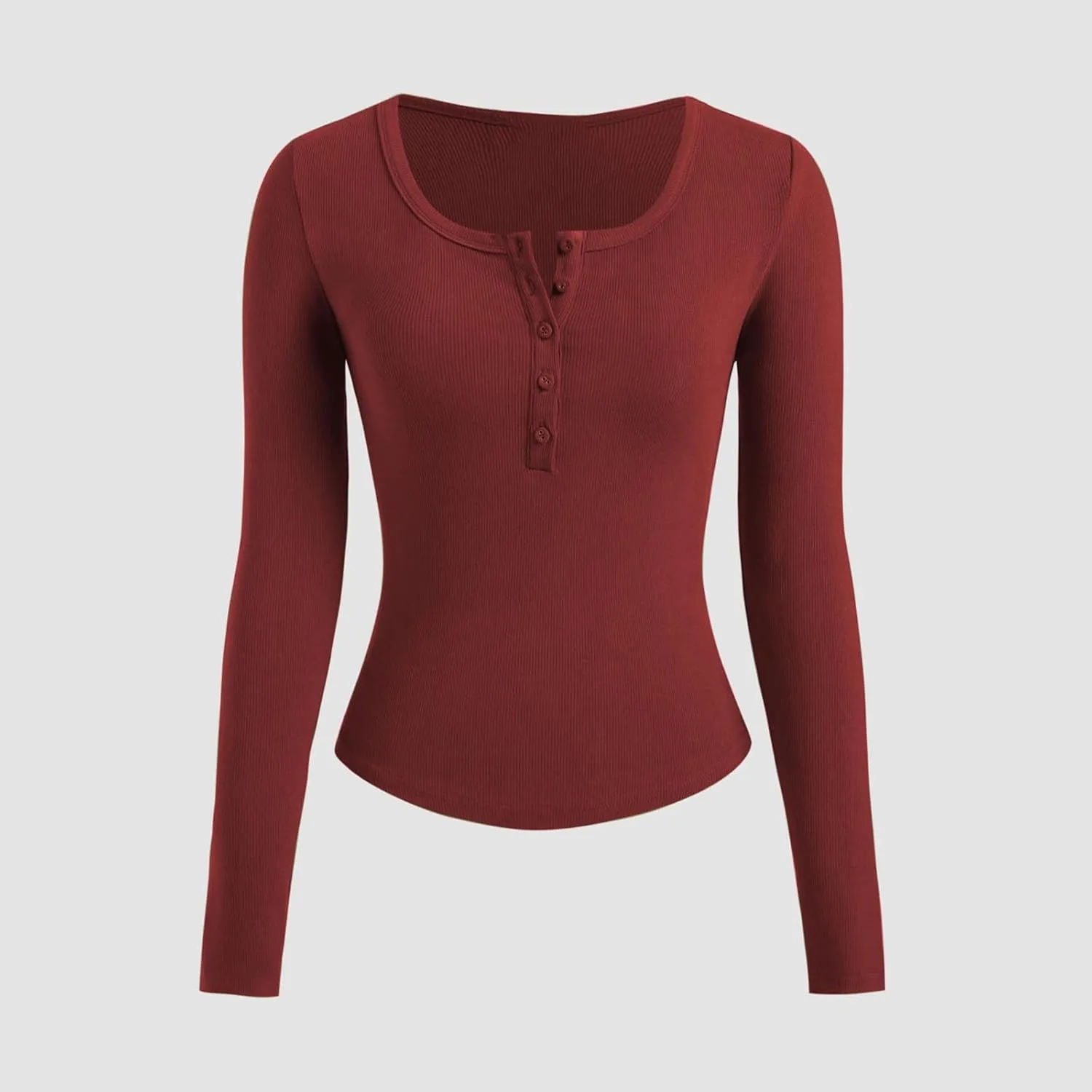 Women's Knit Ribbed Trendy Tops Quarter Button Long Sleeve Cropped Sweater Pullover Slim Sexy Workout Shirts