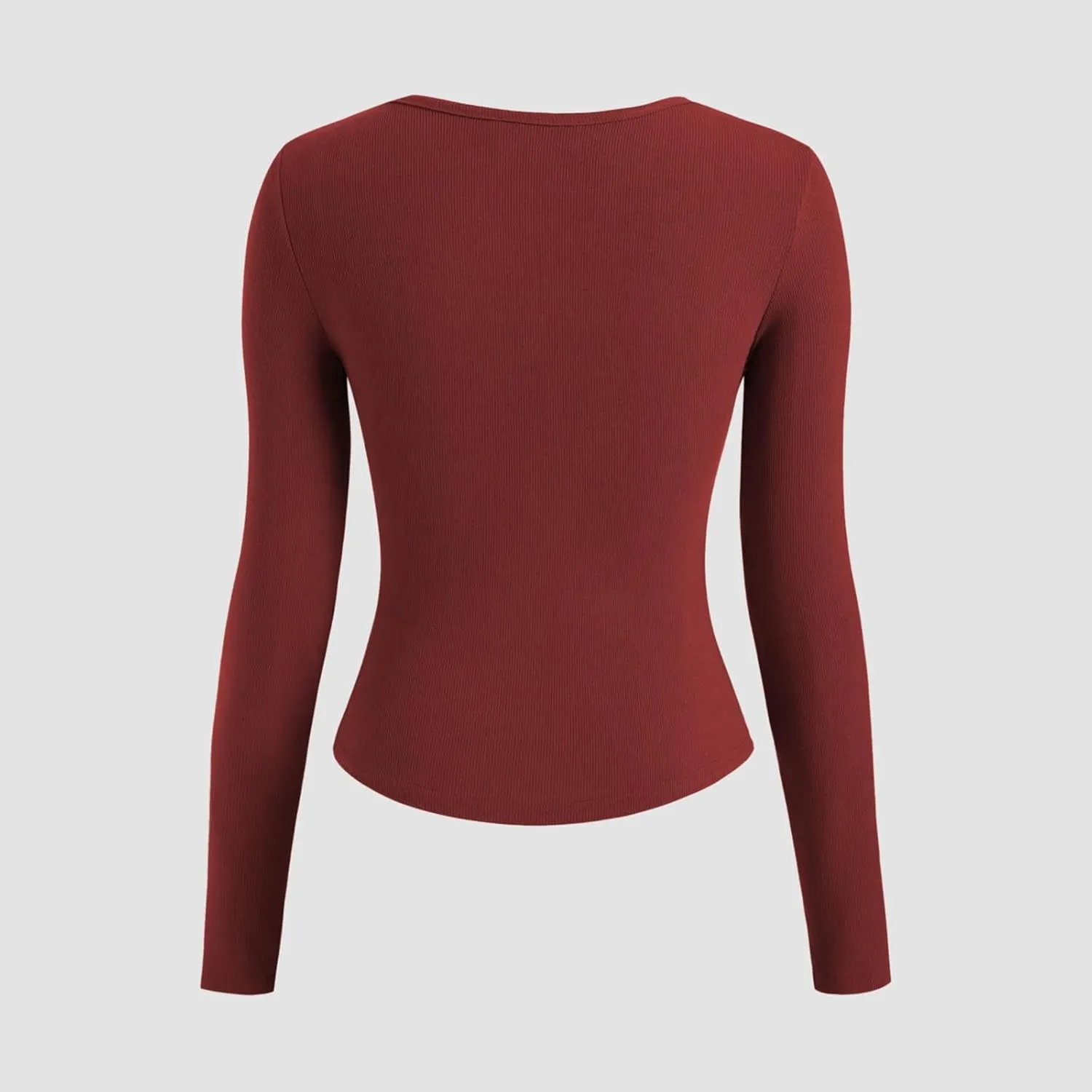 Women's Knit Ribbed Trendy Tops Quarter Button Long Sleeve Cropped Sweater Pullover Slim Sexy Workout Shirts