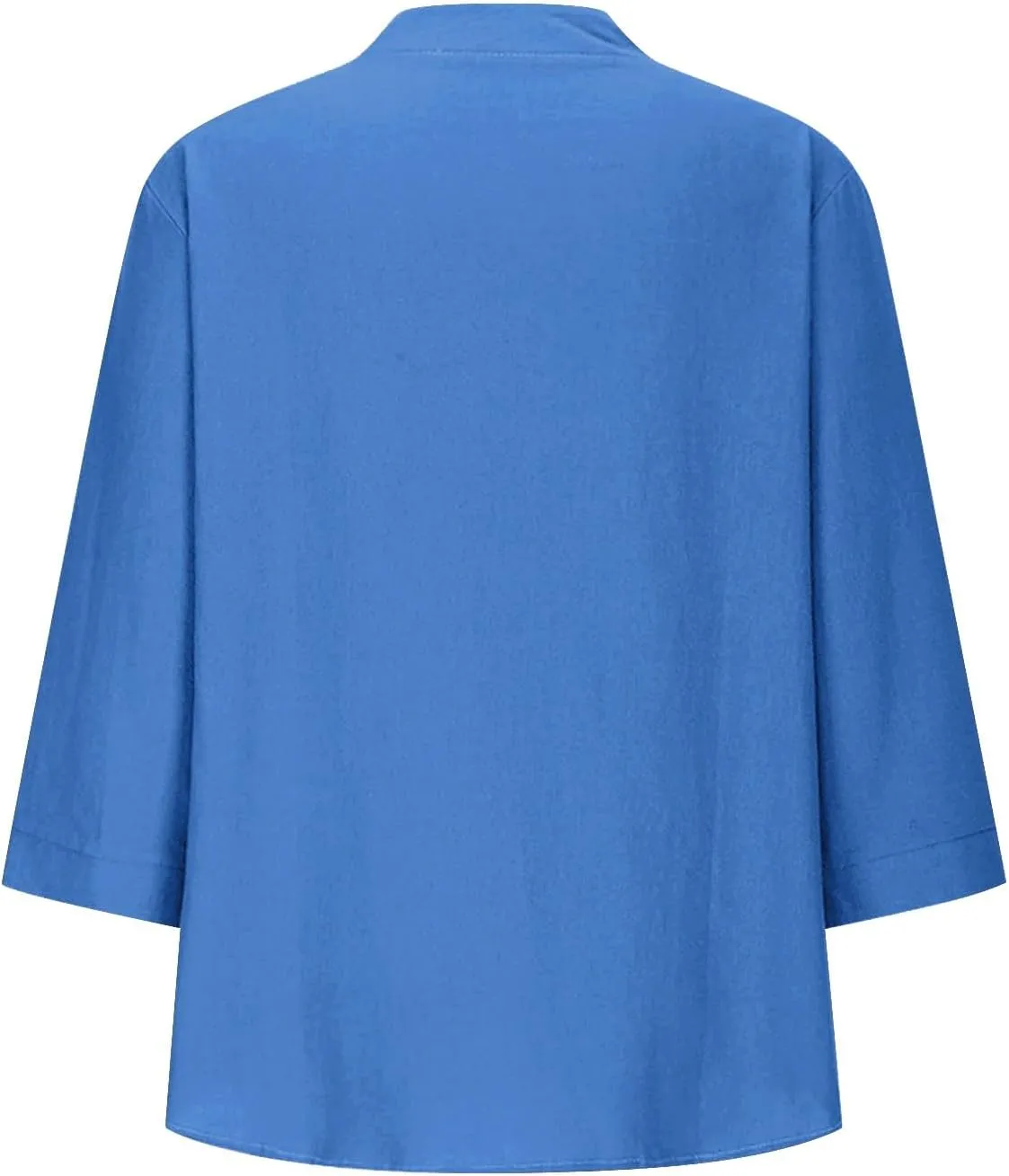 Womens Linen Shirts 3/4 Length Sleeve Casual Dressy Blouses Lightweight Gauze Boho Beach T Shirts Loose Tunic Tops