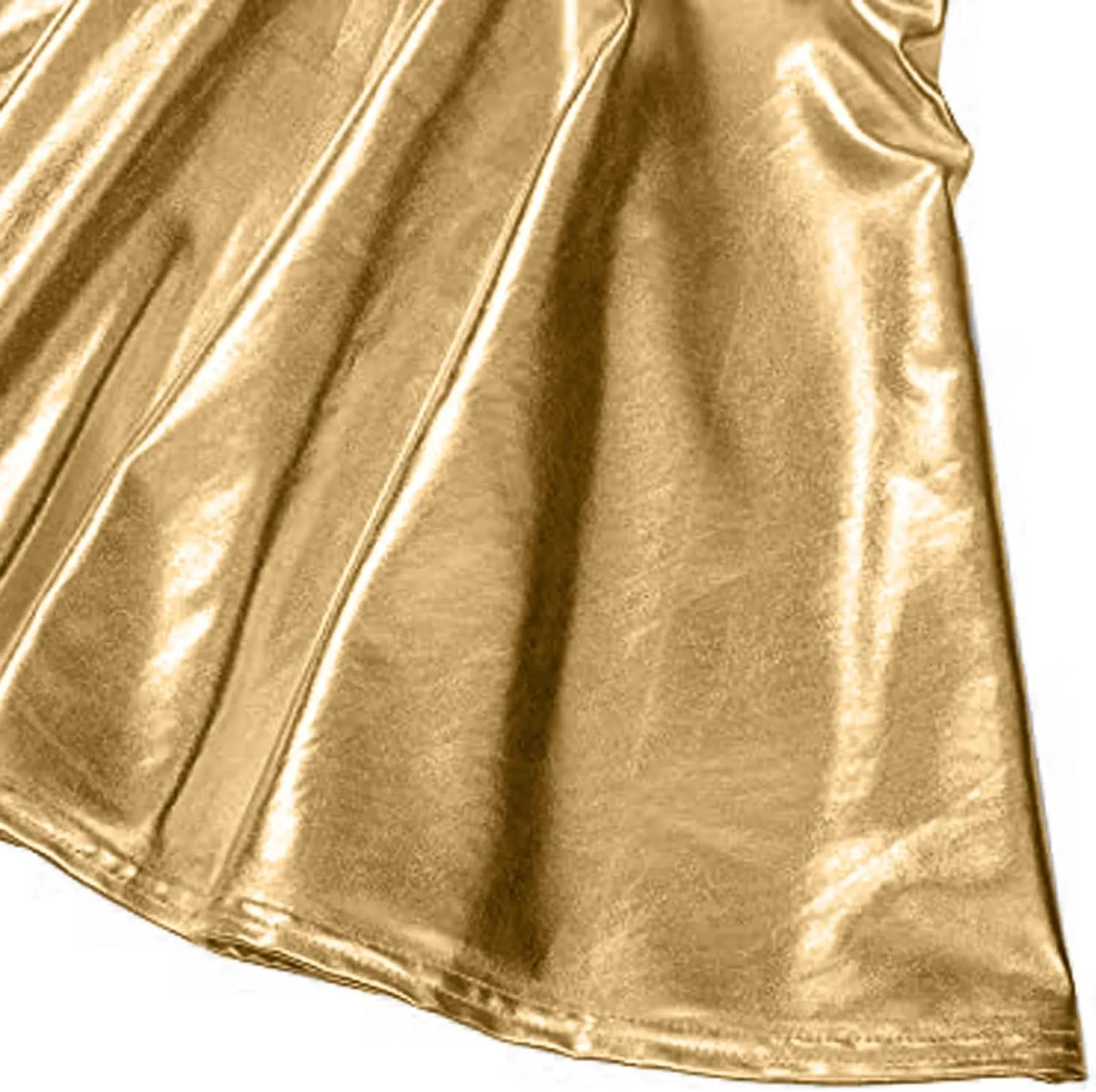 Womens Metallic Skirt Rave Carnival Shiny Flared High Waist Mini Holographic Pleated Skirts for Women