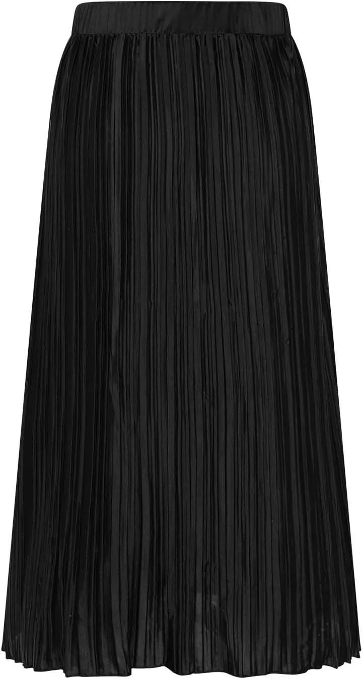 Women's Midi Casual Skirts Elastic Waist Pleated Skirts Split Hem Work Skirts Trendy Long Skirts for Party Night Club