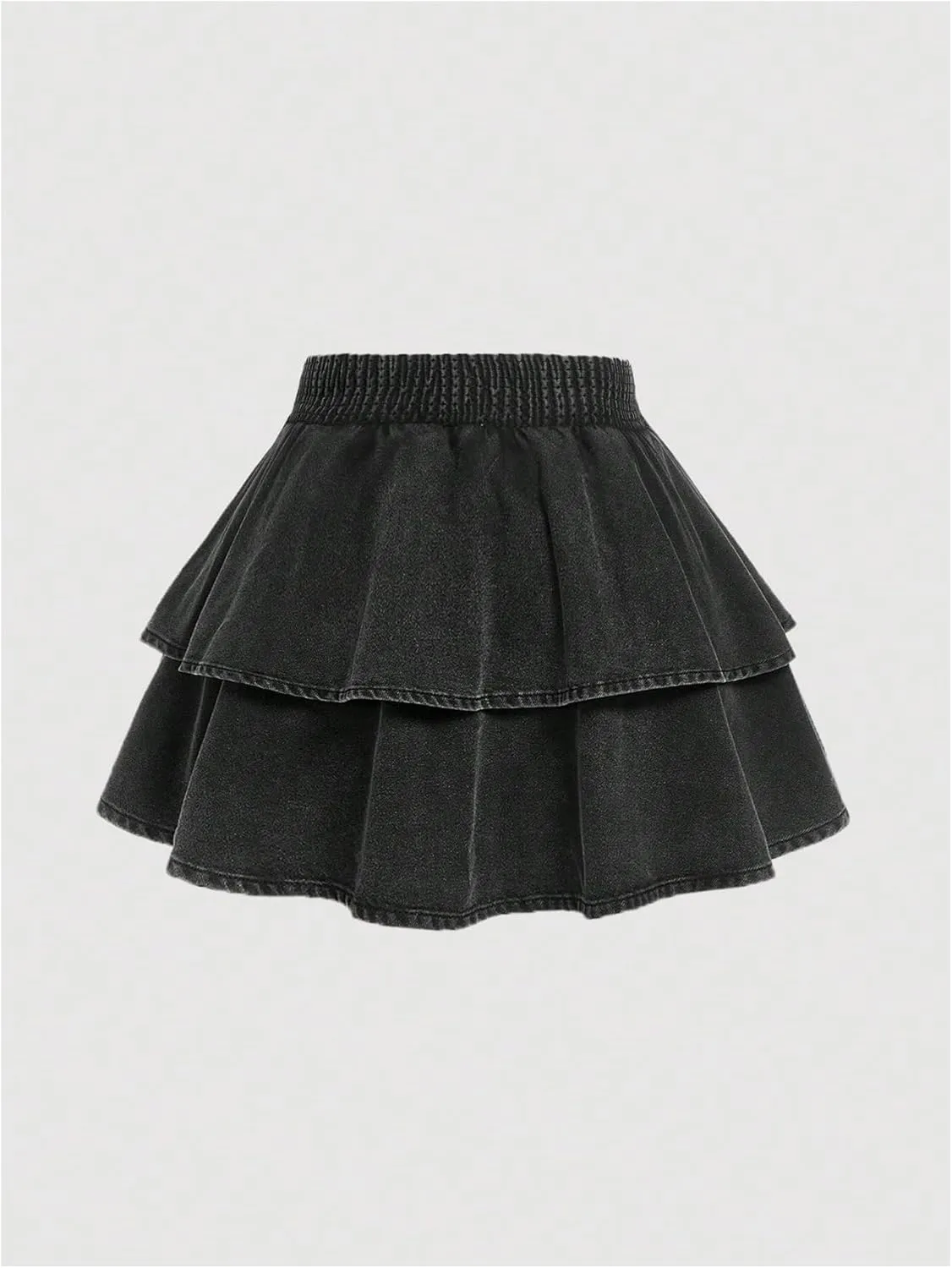 Women's Plus Size Denim Mini Skirt Y2k Bow Tie Knot Ruffle Tiered Short Jean Skirts