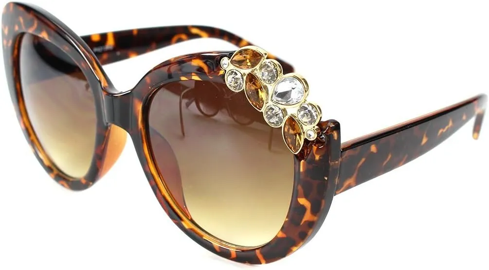 Women's "Tiara" Butterfly 52mm Sunglasses, Jewel Encrusted Frames