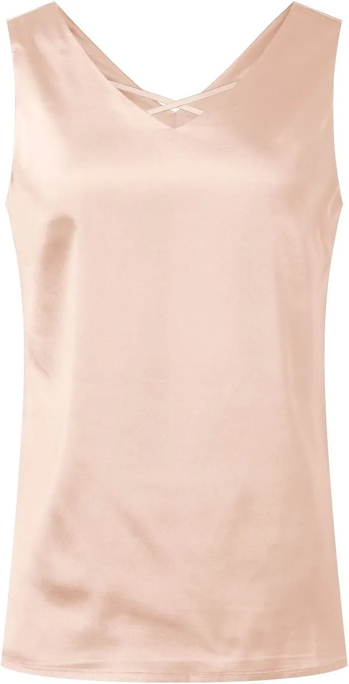 Womens Satin Tank Tops V Neck Sleeveless 2025 Summer Top Casual Shirts Beach Vacation Outfits Fashion Clothes