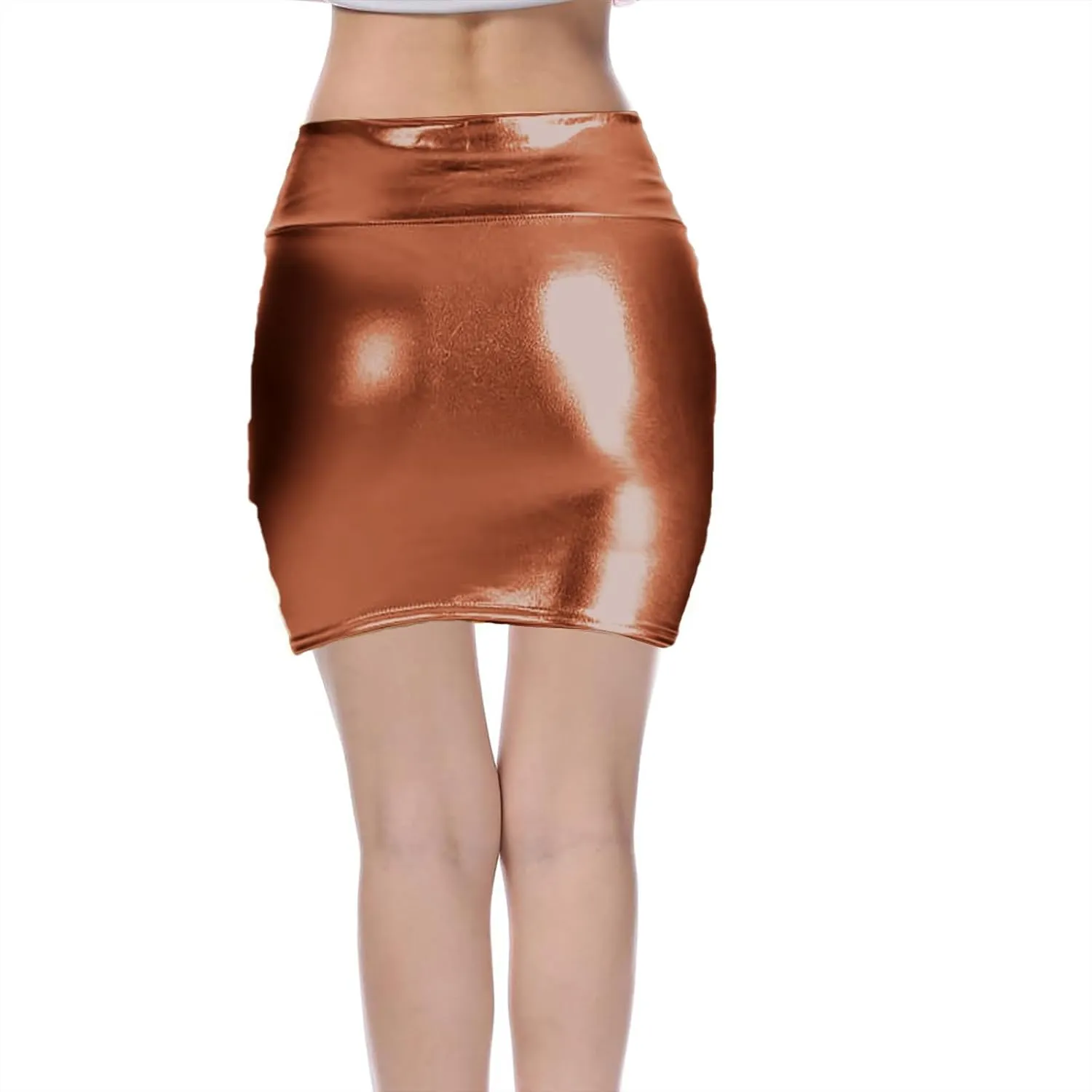 Women's Sexy Bodycon Pencil Skirt Shiny Metalic Party Skirts Tight Hip Mini Skirt Holographic Short Skirts Clubwear