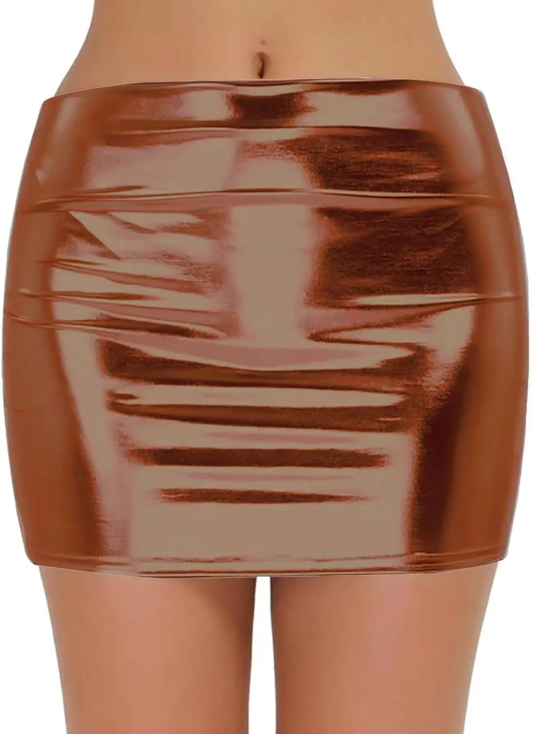 Women's Sexy Bodycon Pencil Skirt Shiny Metalic Party Skirts Tight Hip Mini Skirt Holographic Short Skirts Clubwear
