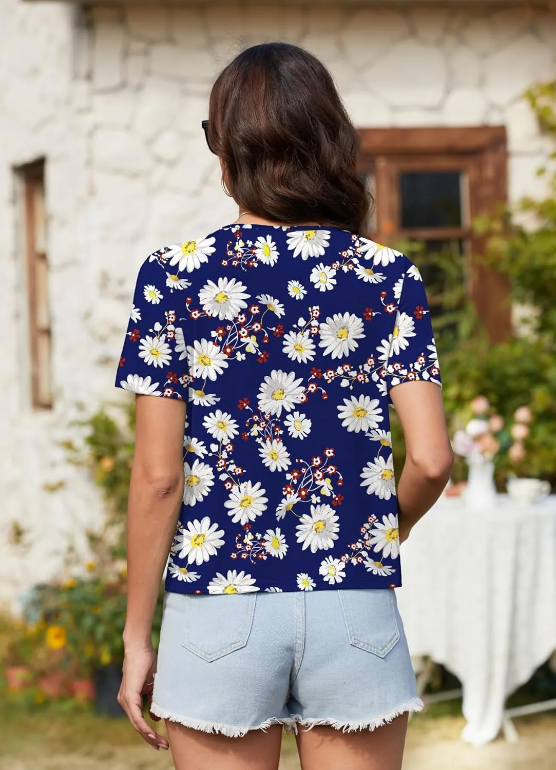 Womens Sexy V Neck Tops Summer Cute Ruffle Shirts Cutout Tie Bow Blouse Short Sleeve Crop Tops