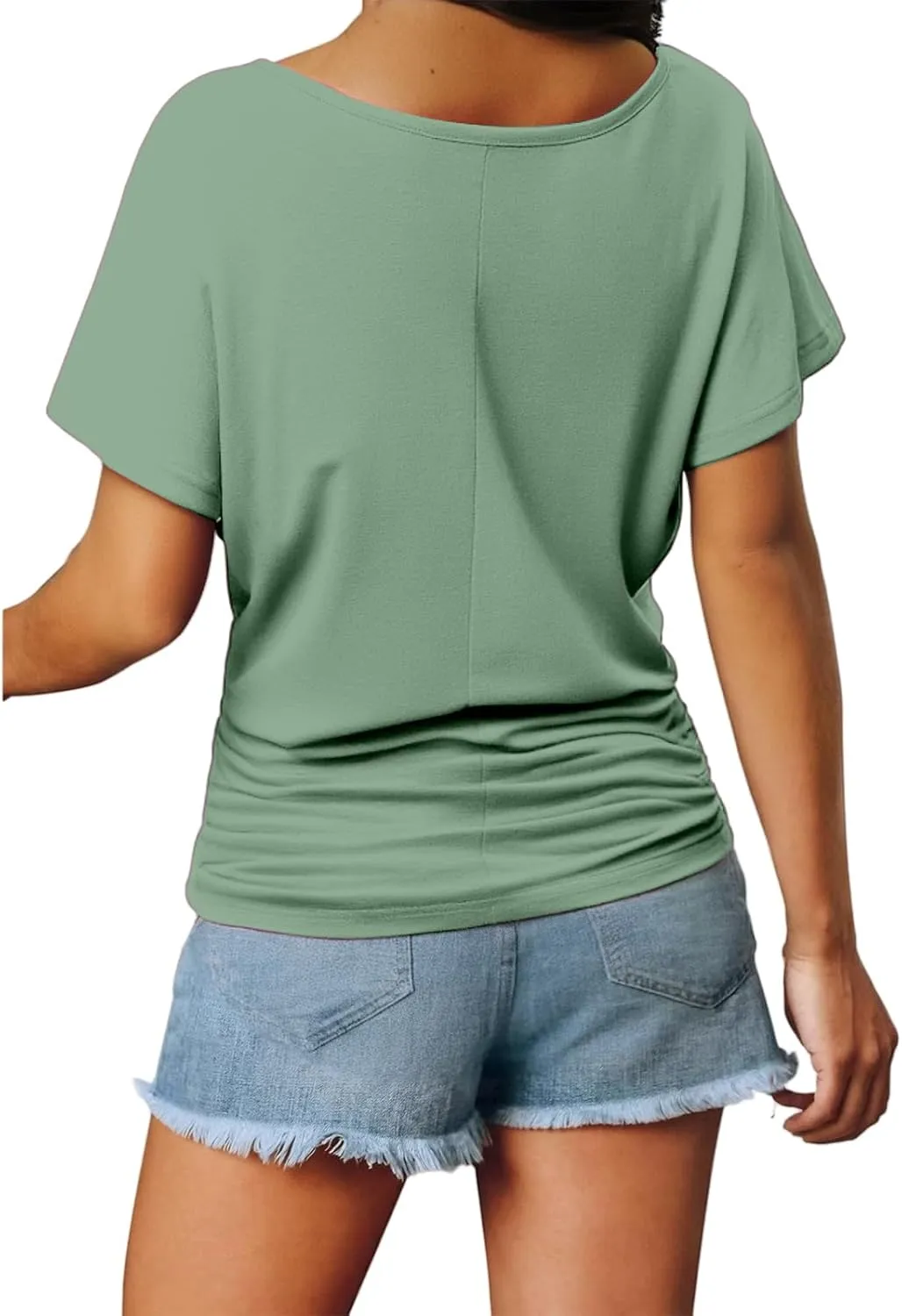 Womens Shirts Fashion Summer V Neck T Shirts Casual Short Sleeve Tops Loose Fit Tees Tops Solid Color Work Blouses