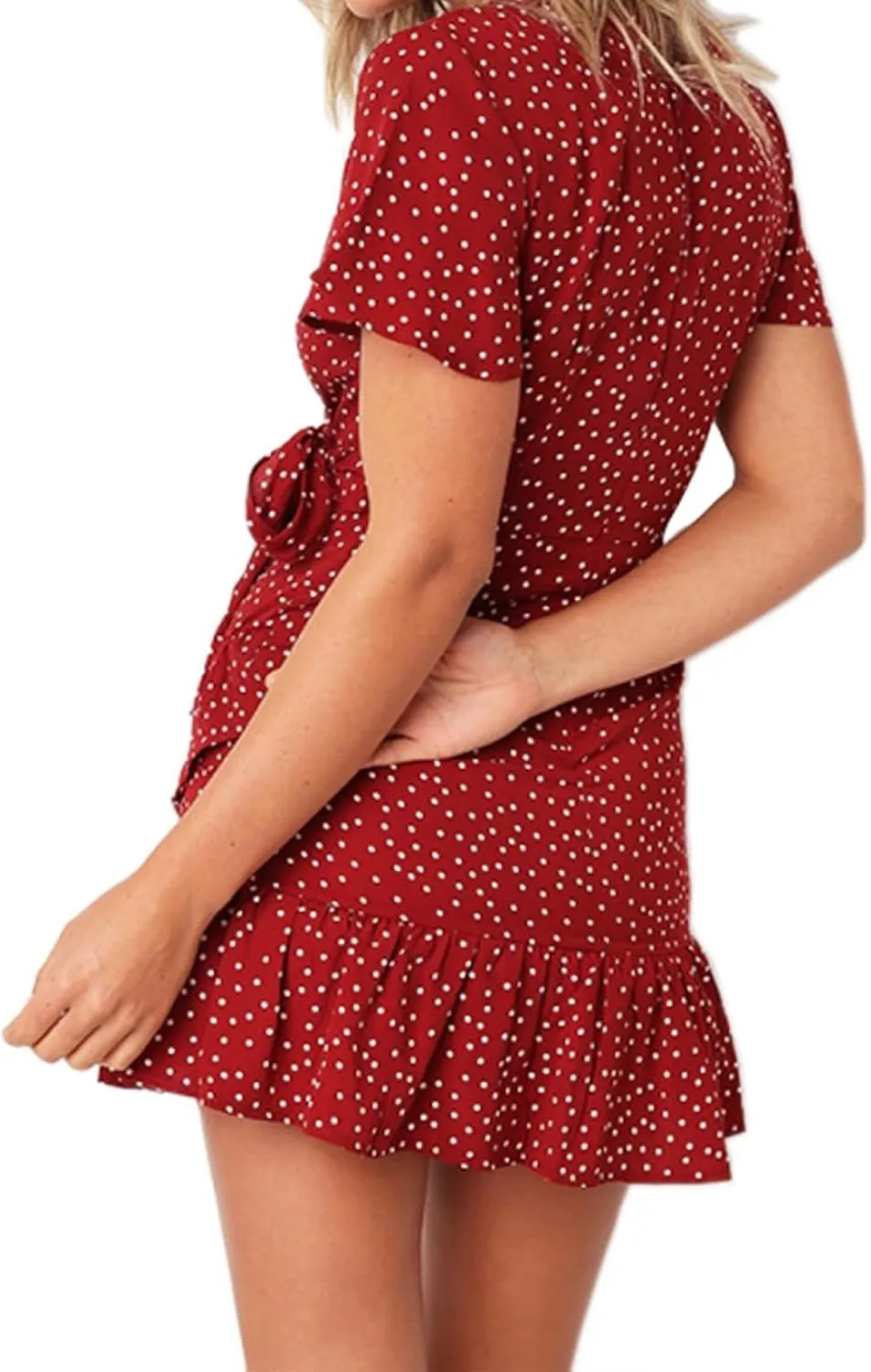 Womens Summer Casual Dresses Loose Boho Floral Printed Tank Mini Short Sleeve Dress Ruffle Tiered Party Beach Sun Dress