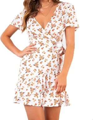 Womens Summer Casual Dresses Loose Boho Floral Printed Tank Mini Short Sleeve Dress Ruffle Tiered Party Beach Sun Dress