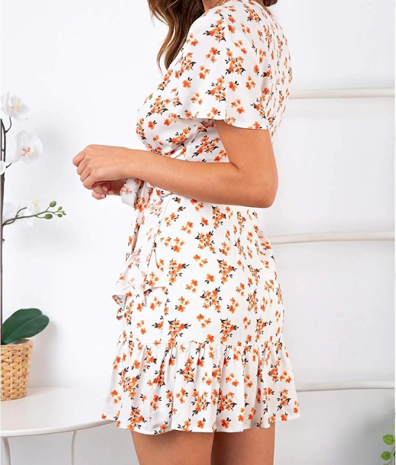 Womens Summer Casual Dresses Loose Boho Floral Printed Tank Mini Short Sleeve Dress Ruffle Tiered Party Beach Sun Dress