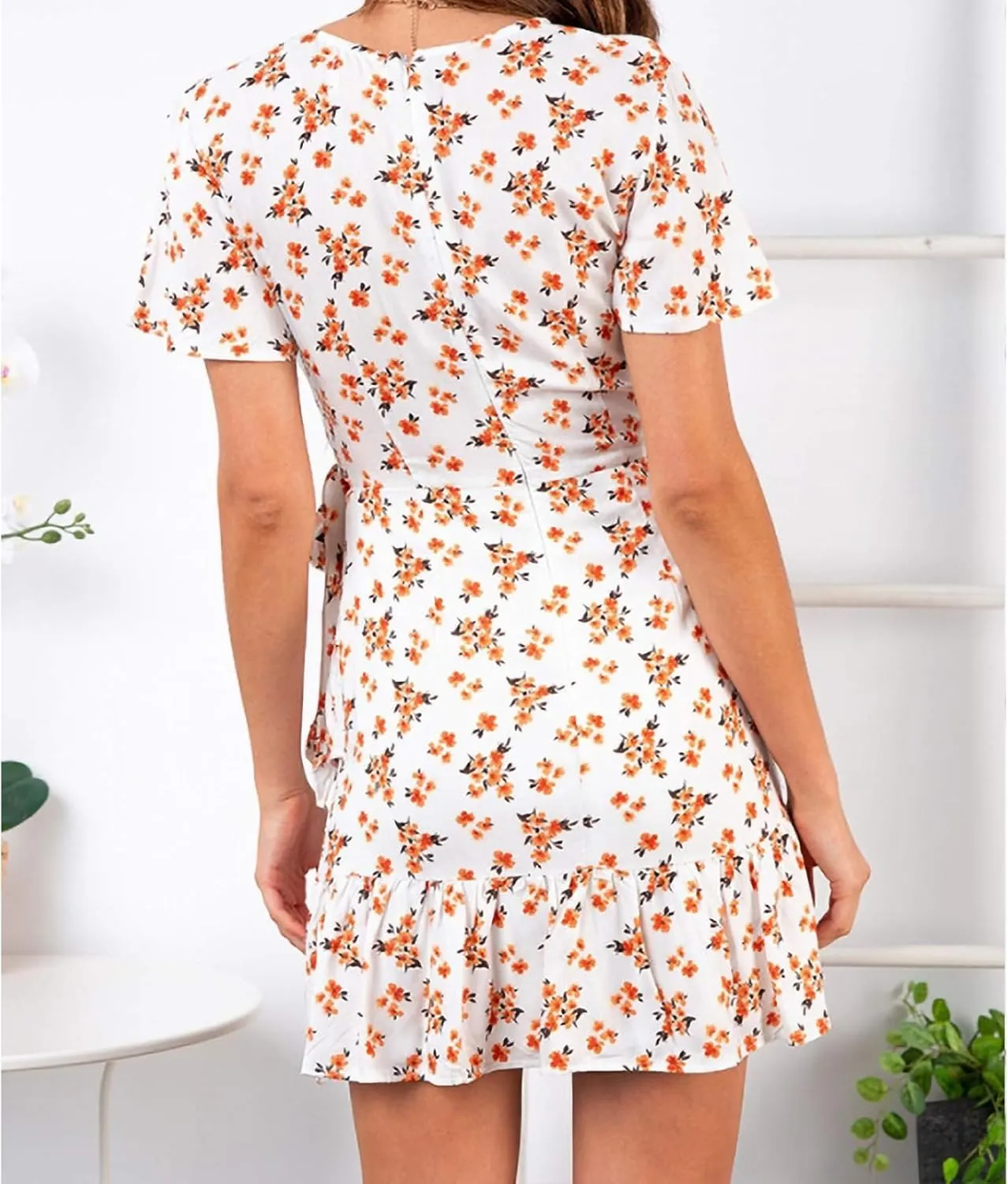 Womens Summer Casual Dresses Loose Boho Floral Printed Tank Mini Short Sleeve Dress Ruffle Tiered Party Beach Sun Dress
