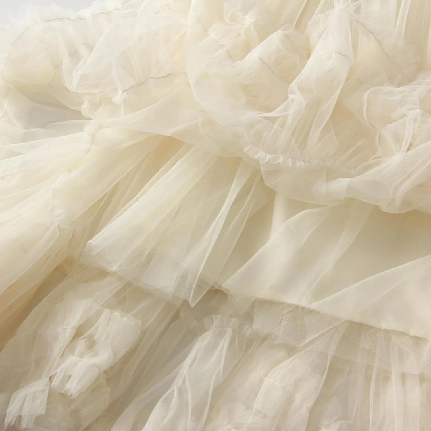 Women's Tulle Midi Skirt Ruffled Pleated Elastic High Waist Flowy A Line Swing Layered Cocktail Party Tutu Skirts