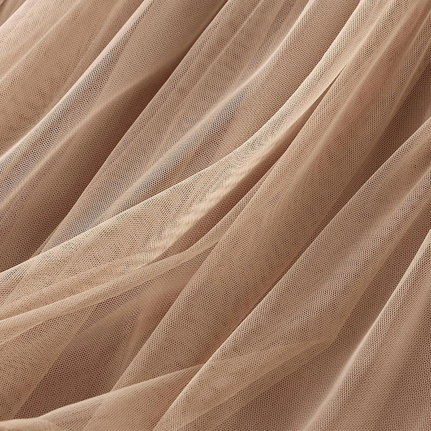 Women's Tulle Midi Skirt Ruffled Pleated Elastic High Waist Flowy A Line Swing Layered Cocktail Party Tutu Skirts