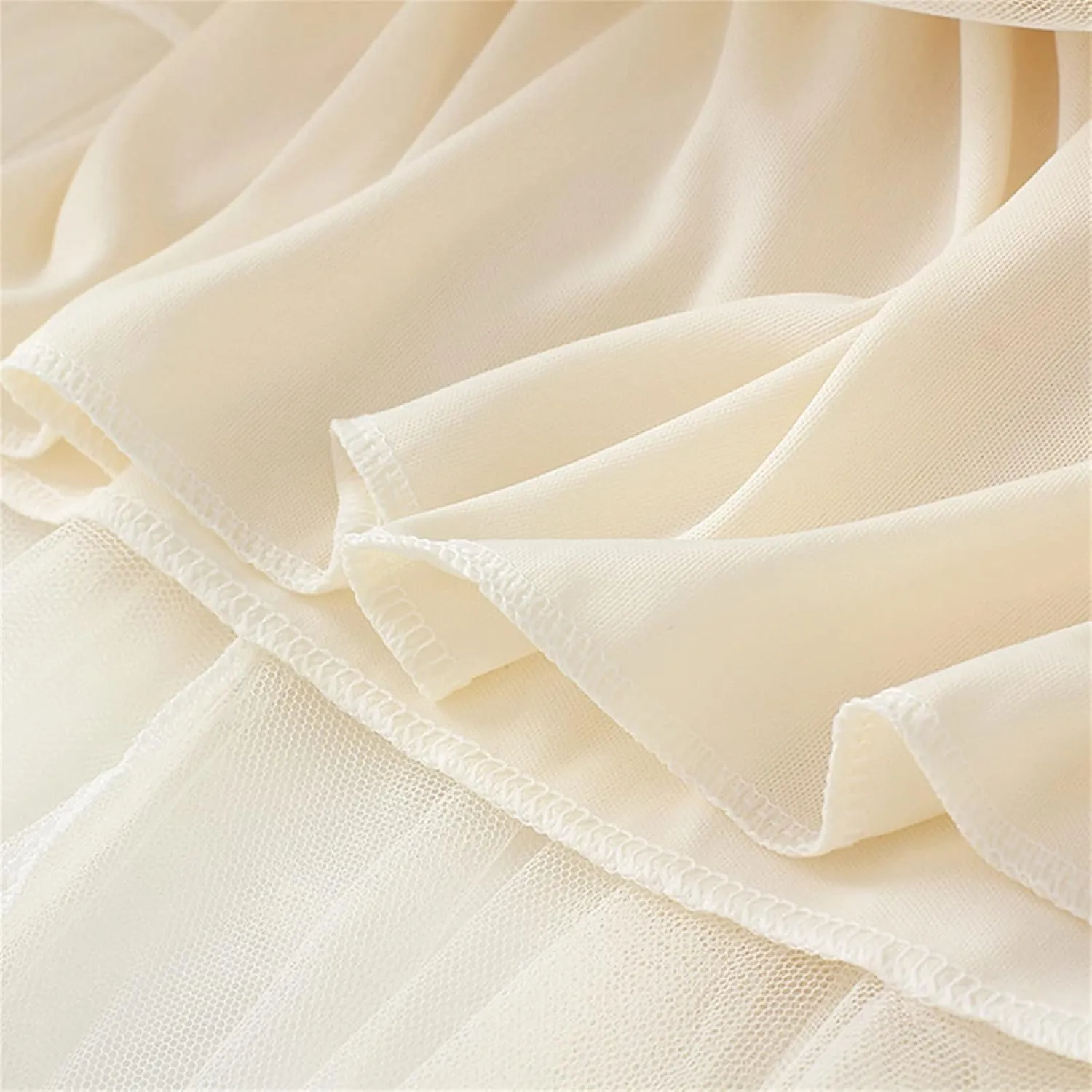Women's Tulle Skirt Asymmetrical Pleated Elastic High Waist Layered Tutu Skirt Casual Cocktail Party A-Line Mesh Midi Skirt