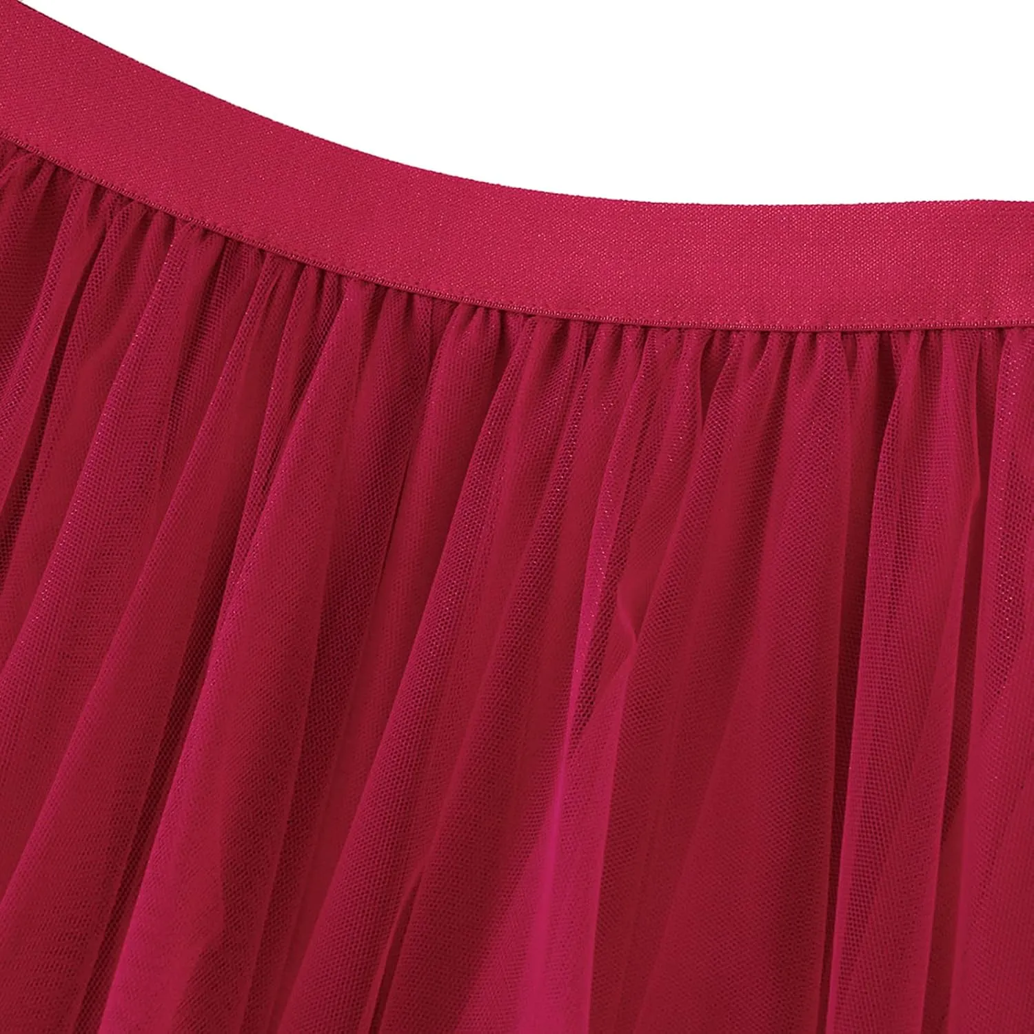 Women's Tulle Skirt Asymmetrical Pleated Elastic High Waist Layered Tutu Skirt Casual Cocktail Party A-Line Mesh Midi Skirt