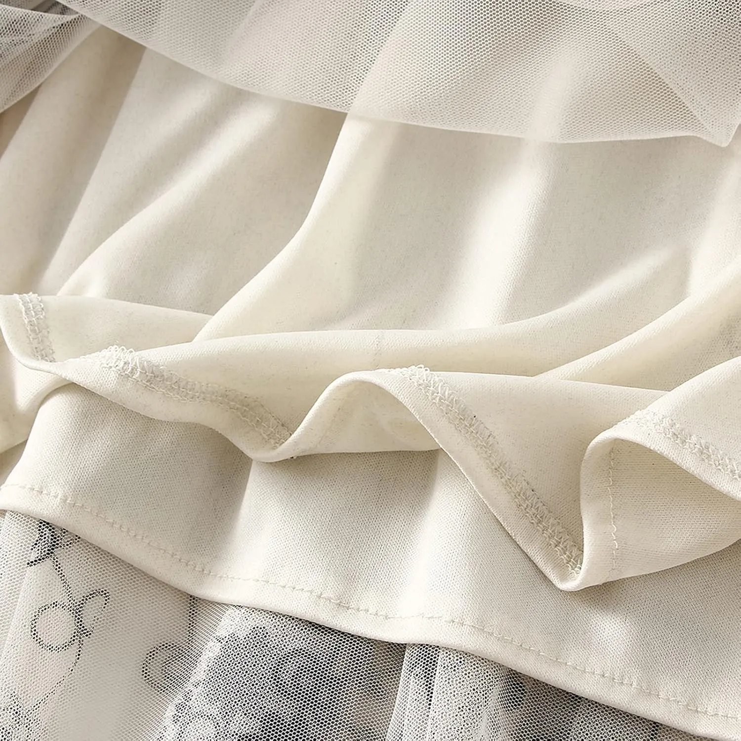 Women's Tulle Skirts 3D Floral Embroidery Lace Layered Elastic High Waist Tutu Midi Skirt Pleated Mesh A-Line Skirt