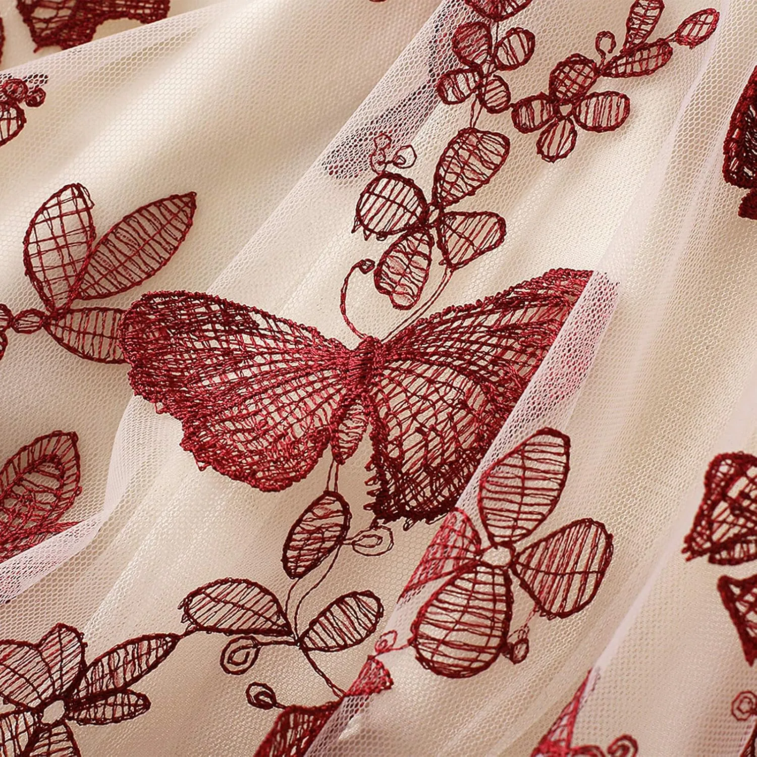 Women's Tulle Skirts 3D Floral Embroidery Lace Layered Elastic High Waist Tutu Midi Skirt Pleated Mesh A-Line Skirt