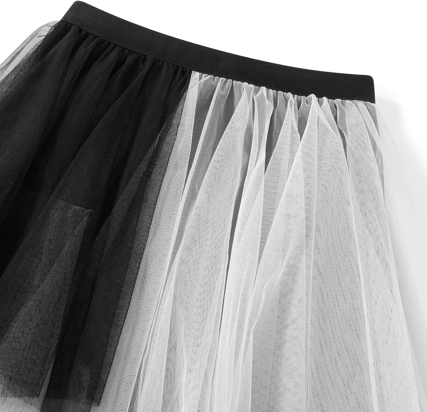 Women's Tulle Skirts Asymmetrical Pleated Tutu Midi Skirt Casual Cocktail Party High Elastic Waist Halloween Skirts