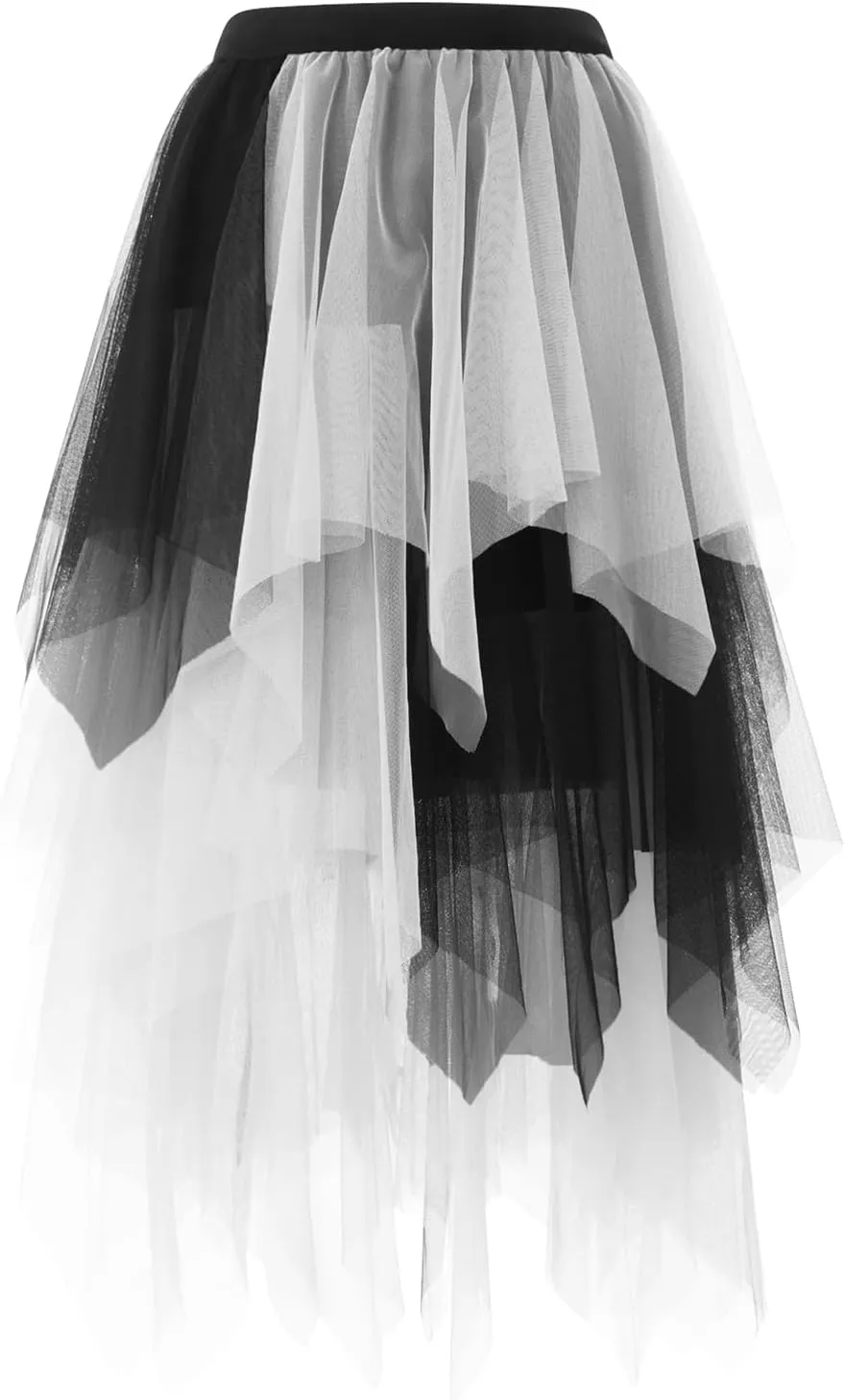 Women's Tulle Skirts Asymmetrical Pleated Tutu Midi Skirt Casual Cocktail Party High Elastic Waist Halloween Skirts