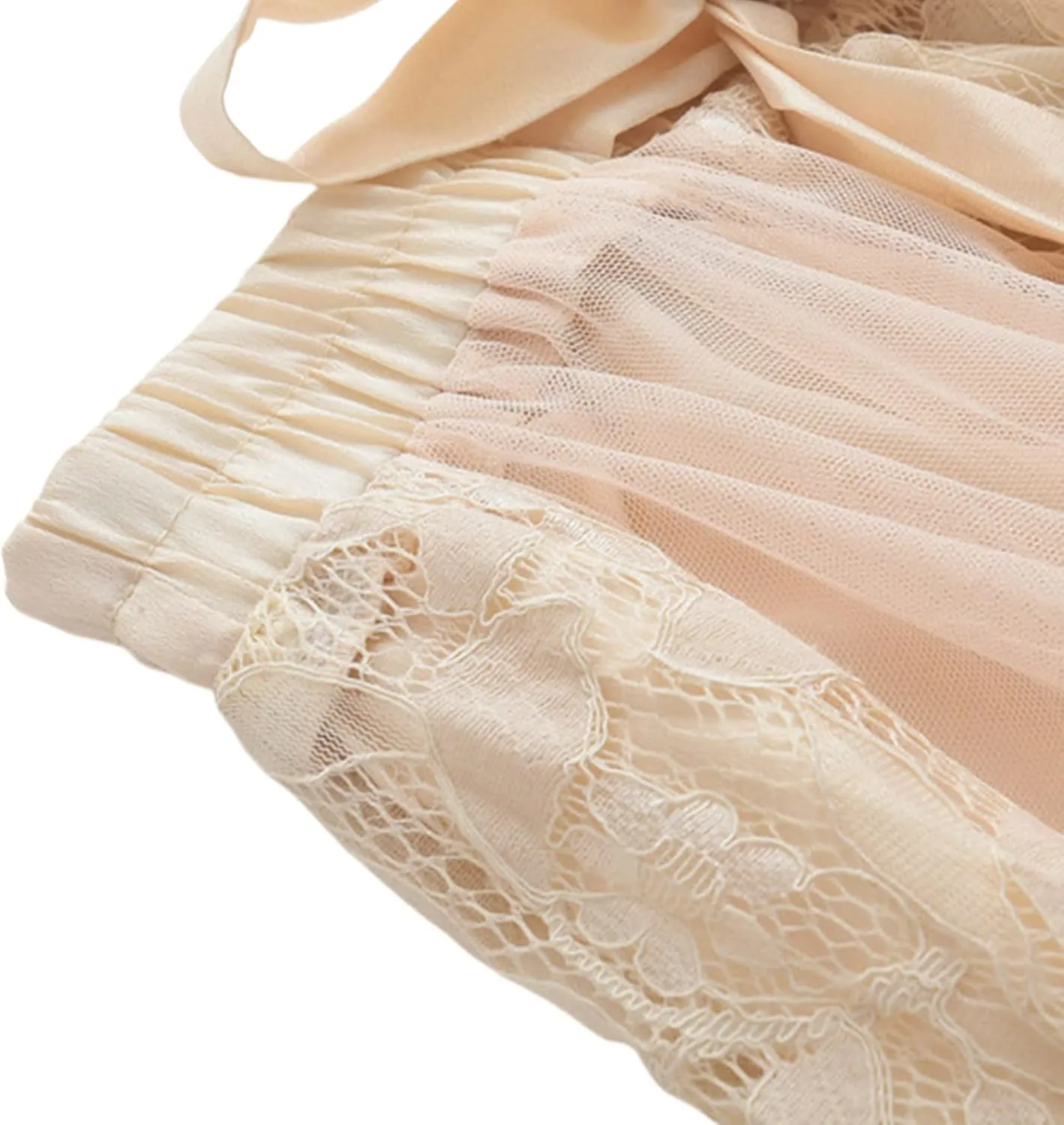 Women's Tutu Mesh Skirt Pleated Elastic Waist Layered A-Line Tulle Midi Skirt Ruffle Swing Tiered Petticoat Skirt