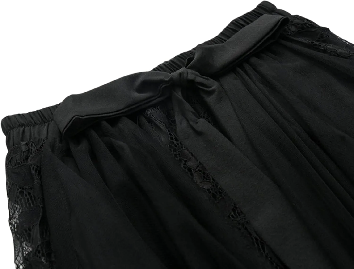 Women's Tutu Mesh Skirt Pleated Elastic Waist Layered A-Line Tulle Midi Skirt Ruffle Swing Tiered Petticoat Skirt