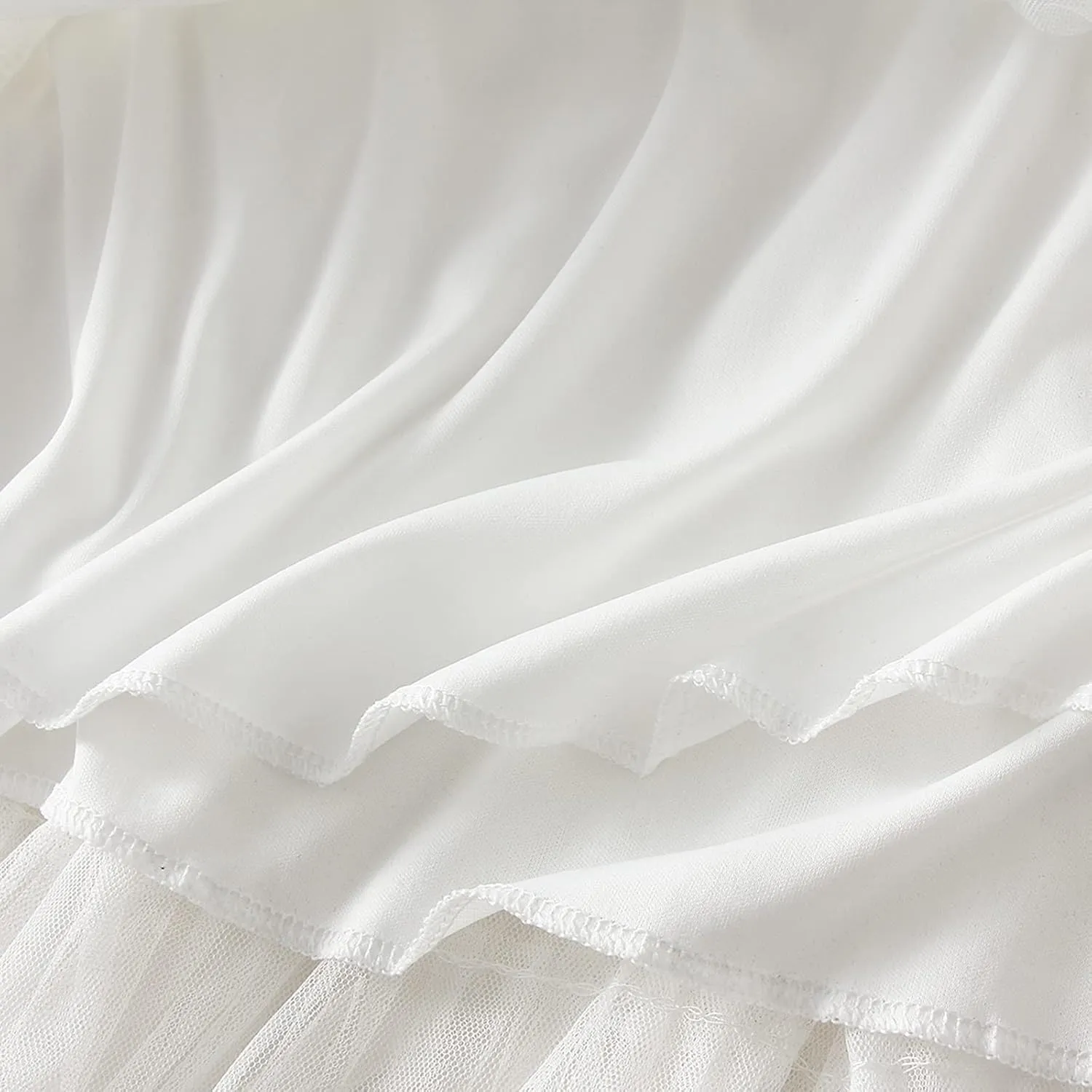 Women's Tutu Mesh Skirt Pleated Elastic Waist Layered A-Line Tulle Midi Skirt Ruffle Swing Tiered Petticoat Skirt