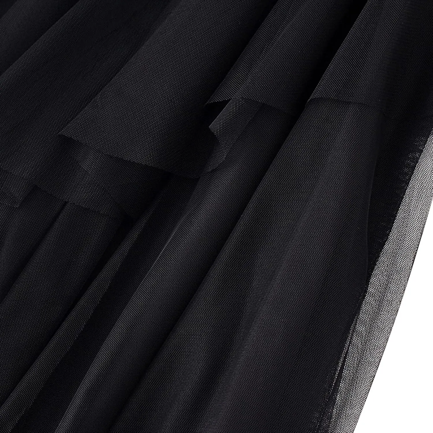 Women's Tutu Mesh Skirt Pleated Elastic Waist Layered A-Line Tulle Midi Skirt Ruffle Swing Tiered Petticoat Skirt
