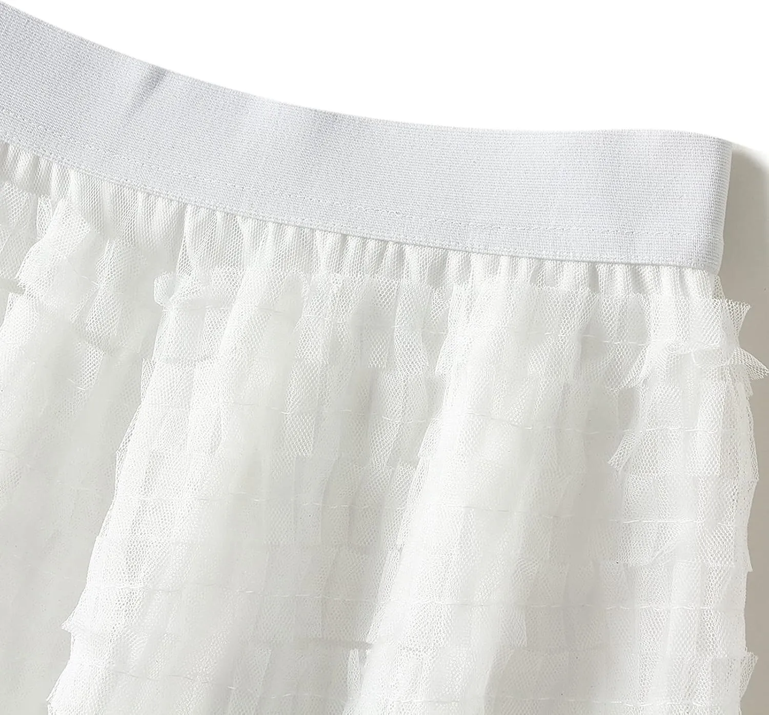 Women's Tutu Mesh Skirt Pleated Elastic Waist Layered A-Line Tulle Midi Skirt Ruffle Swing Tiered Petticoat Skirt