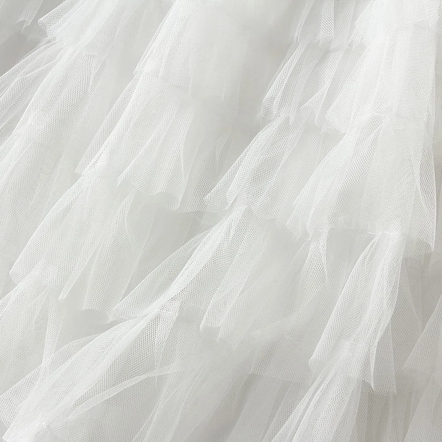 Women's Tutu Mesh Skirt Pleated Elastic Waist Layered A-Line Tulle Midi Skirt Ruffle Swing Tiered Petticoat Skirt