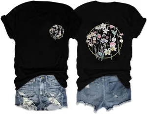 Women's Wildflowers Floral Printed T-Shirt Flowers Graphic Summer Cottagecore Boho Casual Tees Tops